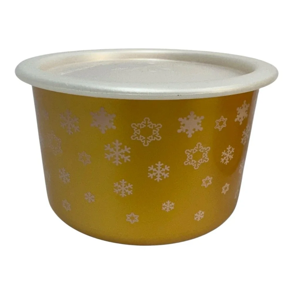 Tupperware‎ Holiday Canisters Stacking Set of 2 Snowflakes Pearlescent Shimmers